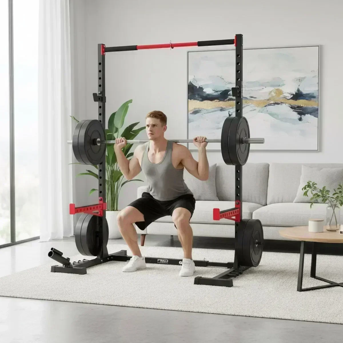 Home Gym Power Rack - Adjustable Home Gym Squat Rack with