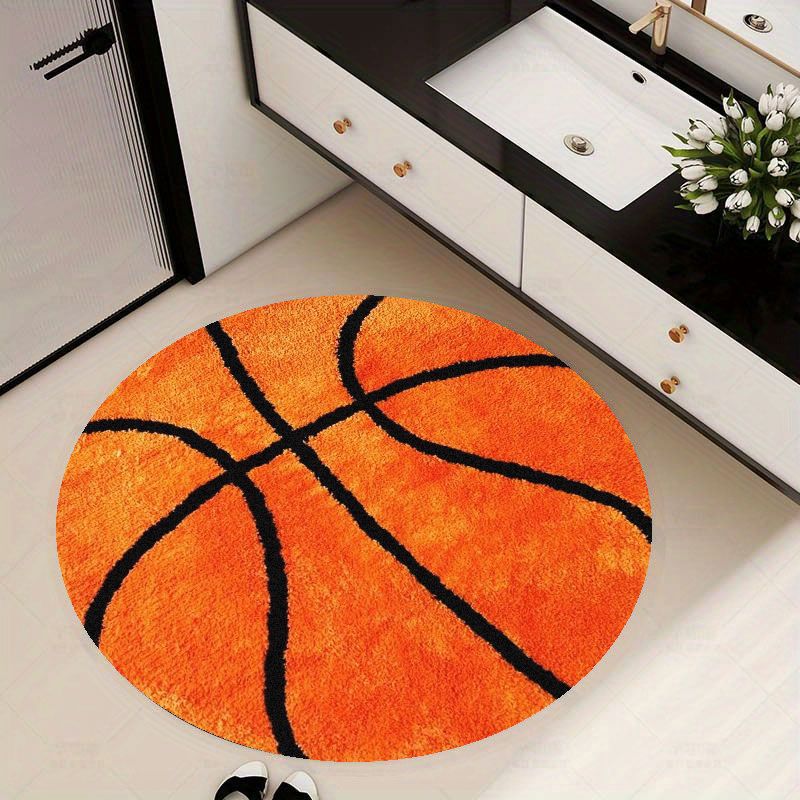 Home Gym Tunturi - Basketball Pattern Round Rug Flannel Soft
