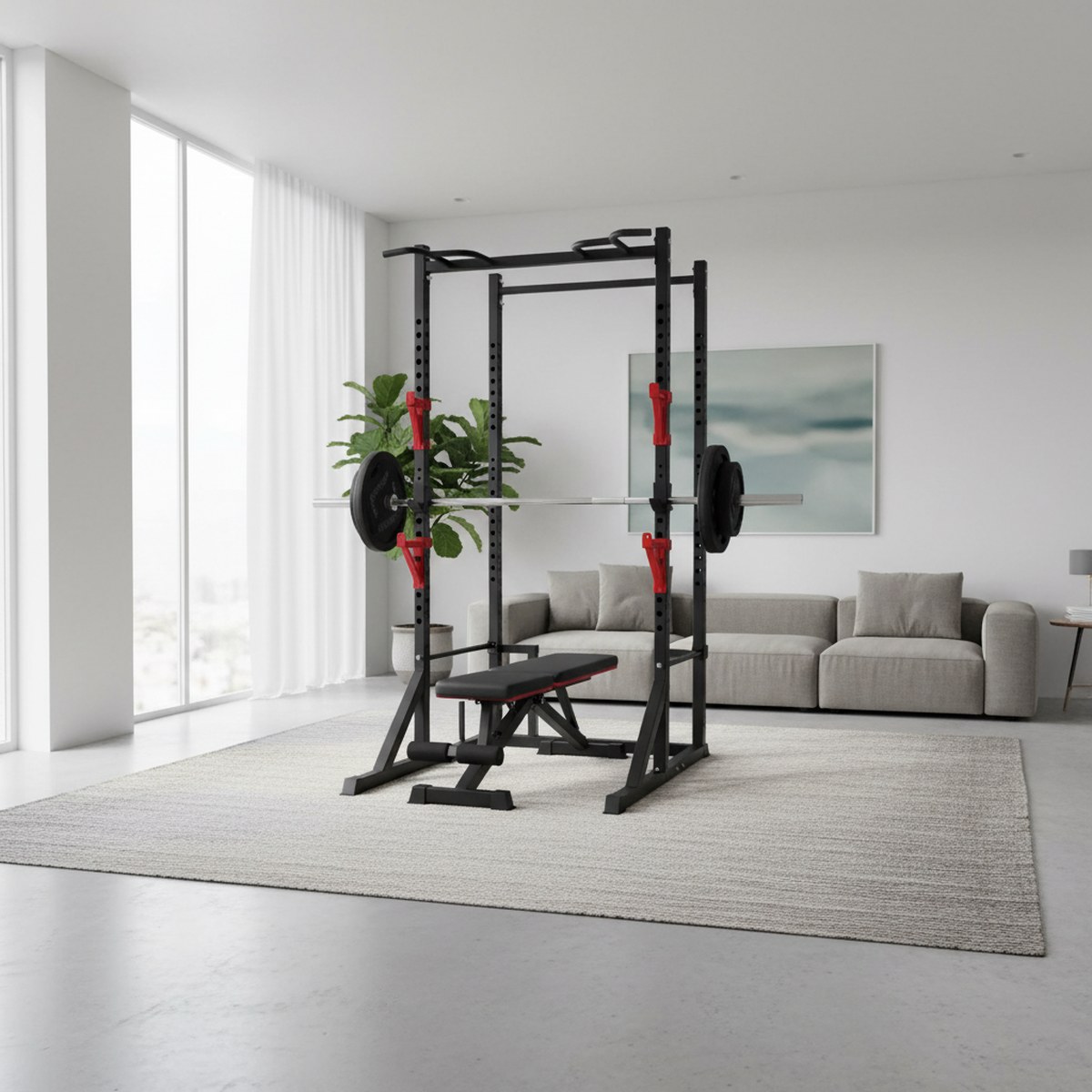 Adjustable Power Rack with Pul - Home Gym Power Rack ulasan dan harga