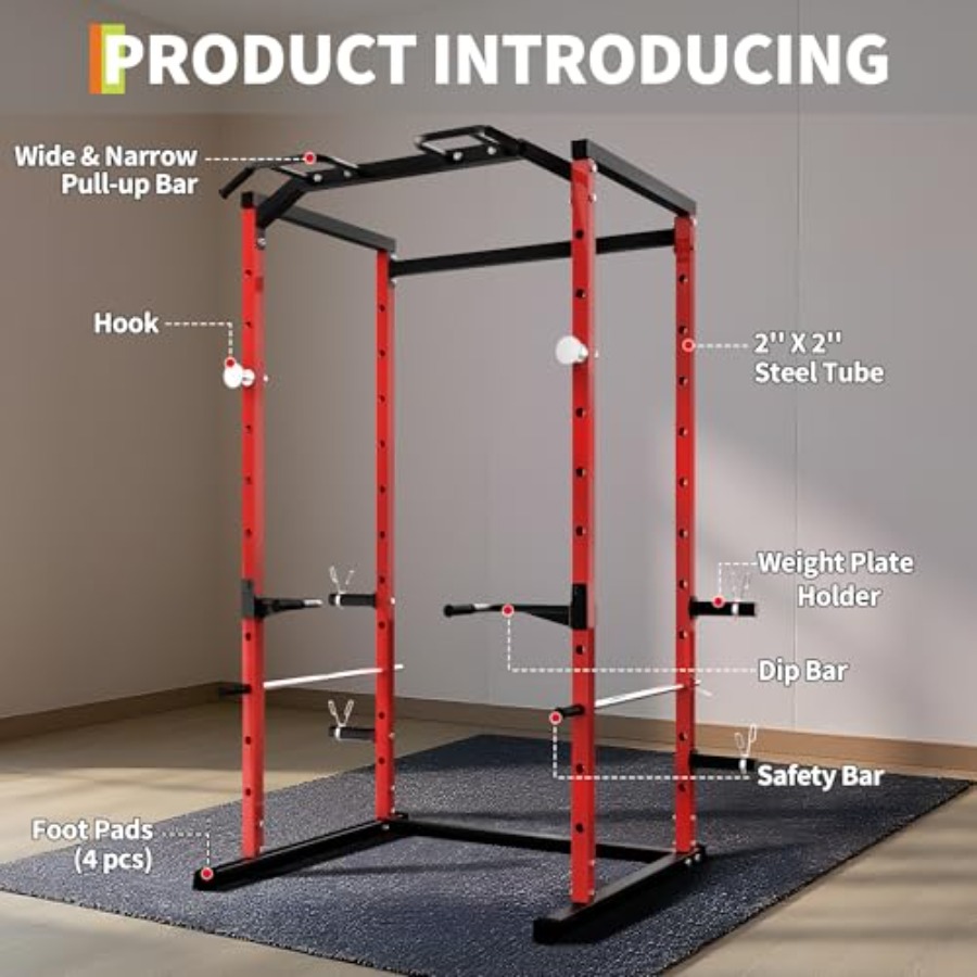 Heavy-Duty Power Cage with Pul - Home Gym Power Rack ulasan dan harga