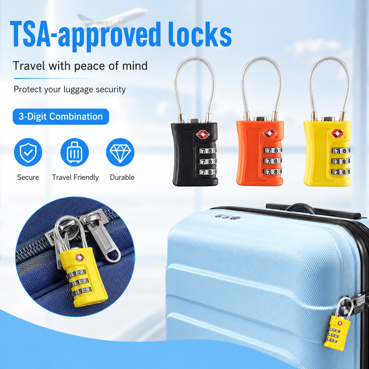 TSA Approved Luggage Lock 3 Di - Home Gym Necessities ulasan dan harga