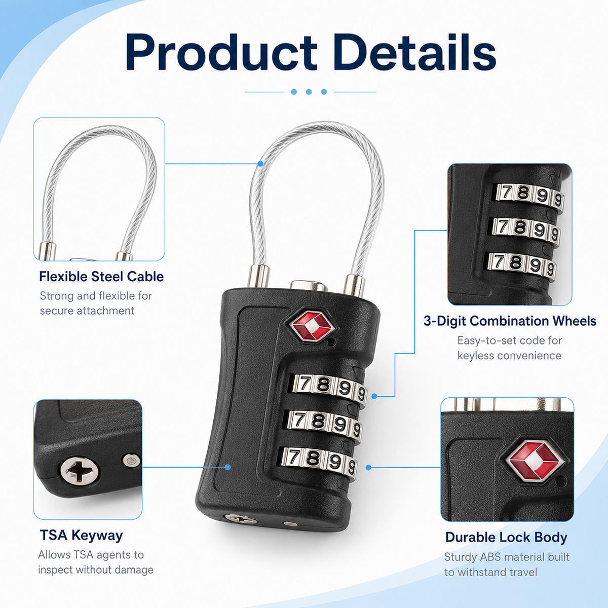 TSA Approved Luggage Lock 3 Di - Home Gym Necessities ulasan dan harga