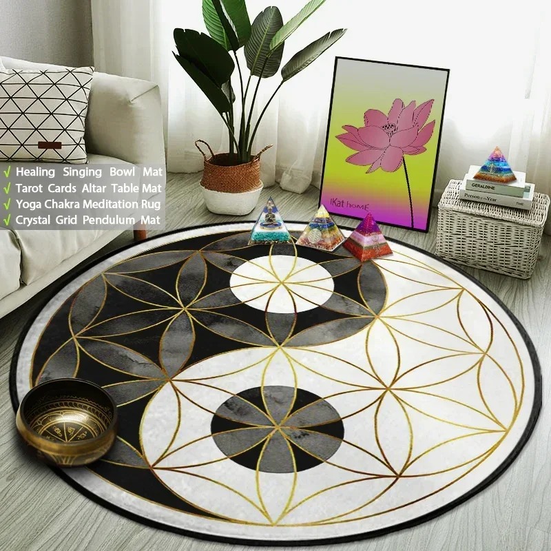 Yin Yang Taiji Round Rug Flowe - Home Gym Tunturi ulasan dan harga
